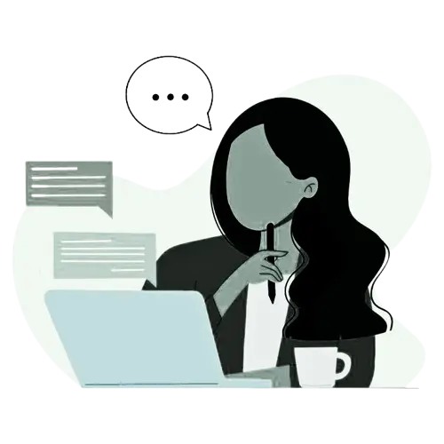 a girl with thinking and working digital marketing freelancer in coimbatore